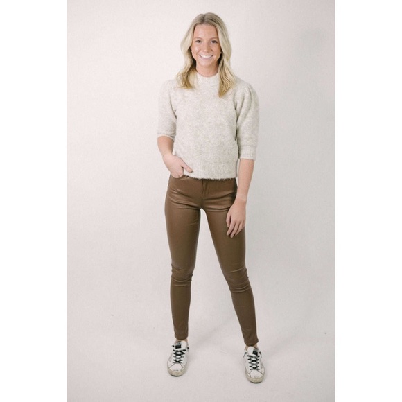 Molly Bracken Cognac Faux Leather Skinny Pants - Picture 3 of 10